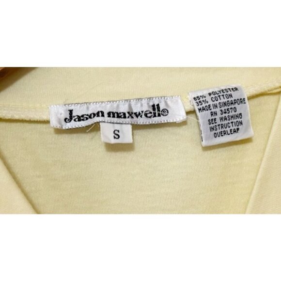 Vintage JASON MAXWELL Cap Sleeve Yellow Top Shirt Tee 90s / 00s Size S - Picture 6 of 7